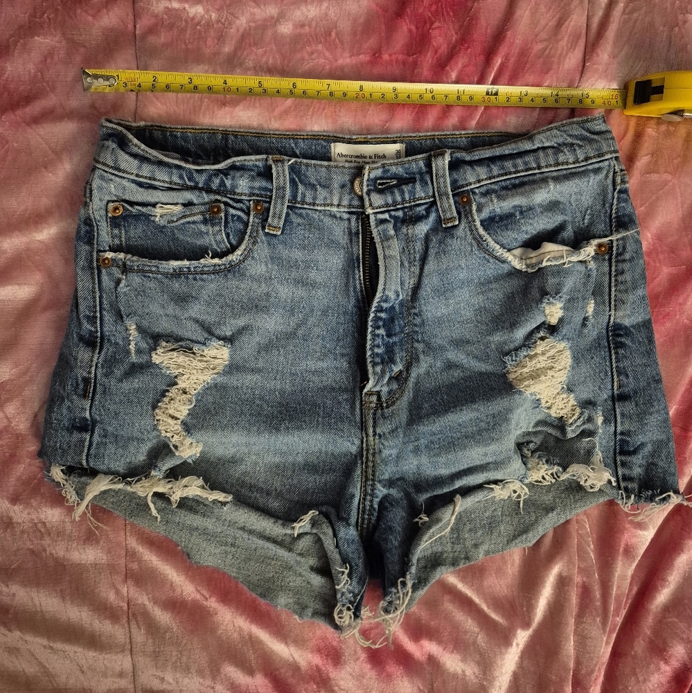 Abercrombie Distressed Denim Blue Shorts